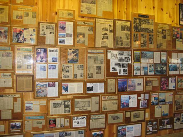 Press articles about Wall Drug cover one wall